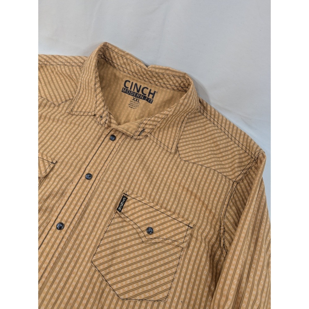 Cinch Modern‎ Fit Pearl Snap Western Shirt  Beige Aztec Long Sleeve Men 2XL